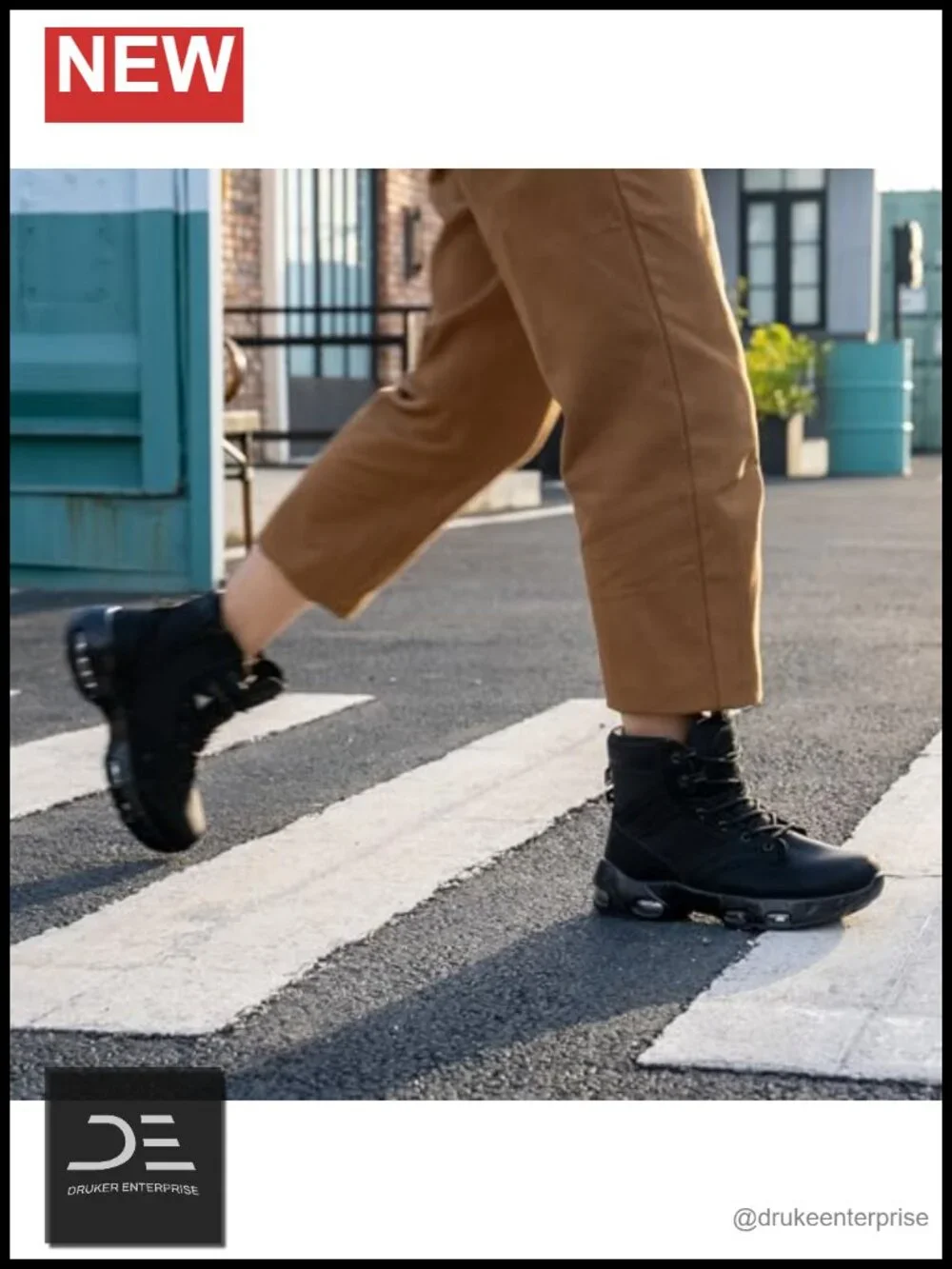 Women Non Slip Kitchen Boots Hiking Sole-Cushion Zip Leather Work Shoes